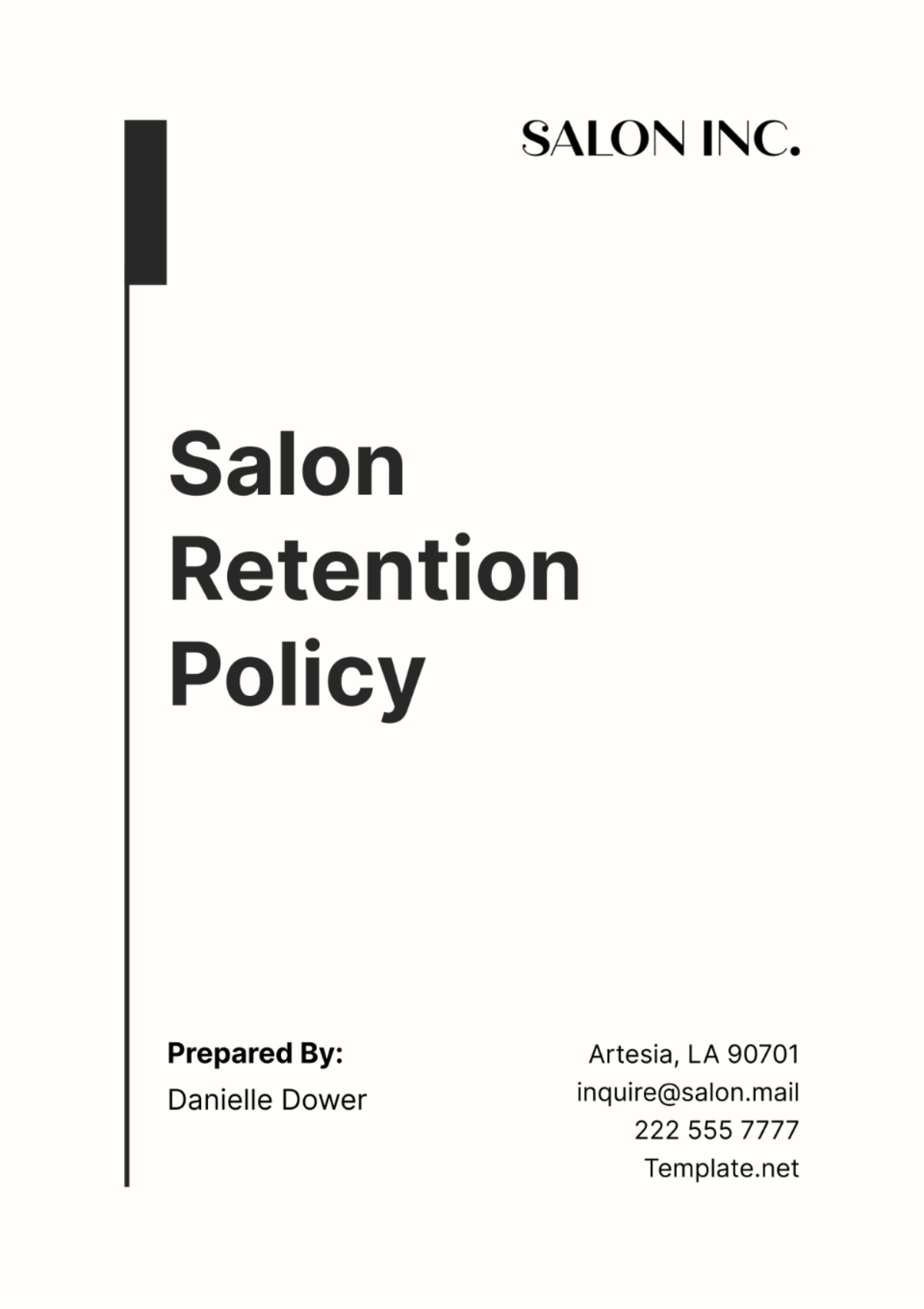 Salon Retention Policy Template