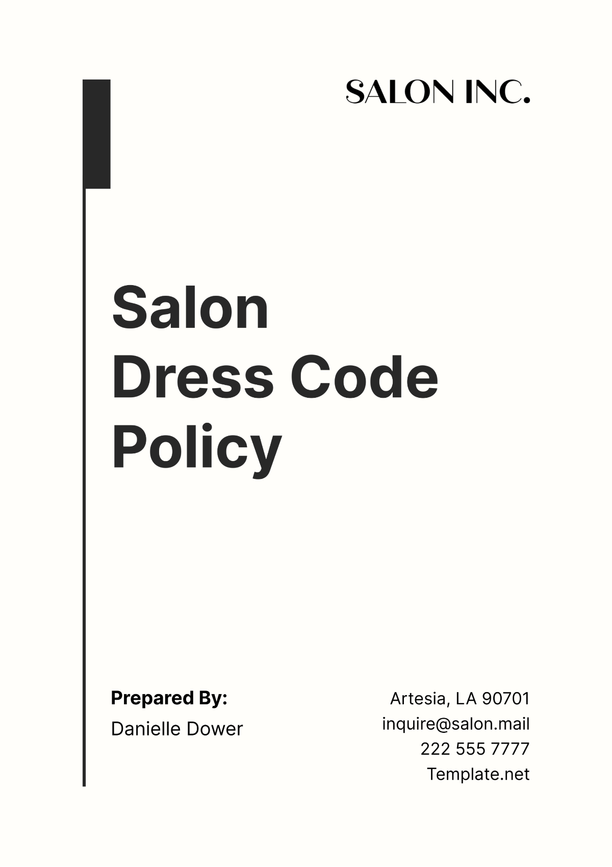 Salon Dress Code Policy Template - Edit Online & Download