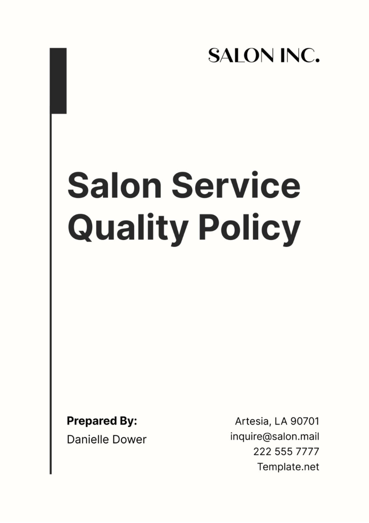 Salon Service Quality Policy Template