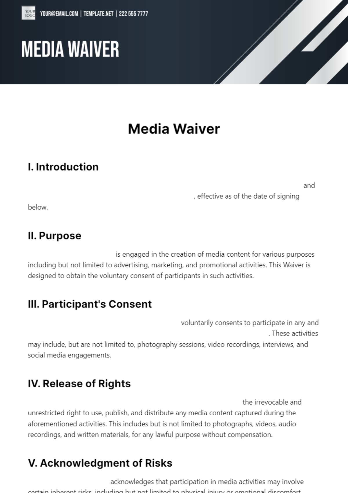 Media Waiver Template