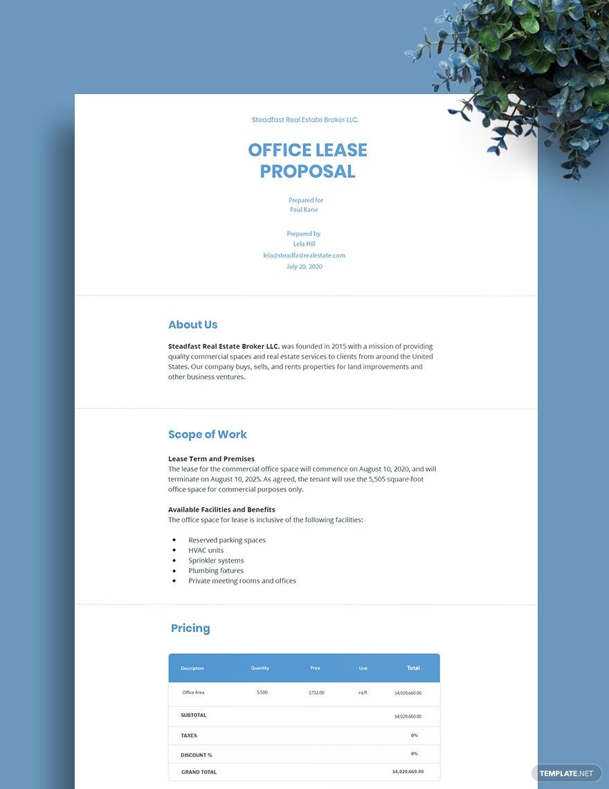 Office Lease Proposal Template