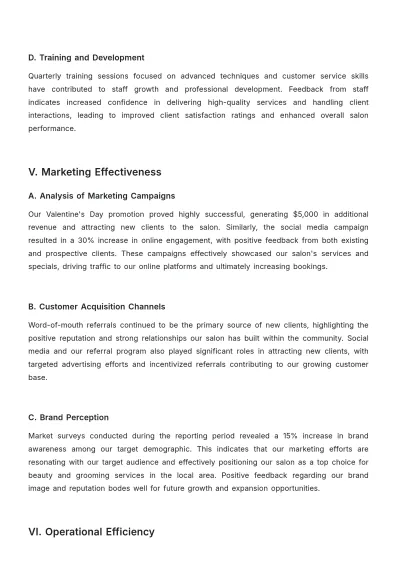 Free Salon Progress Report Template to Edit Online