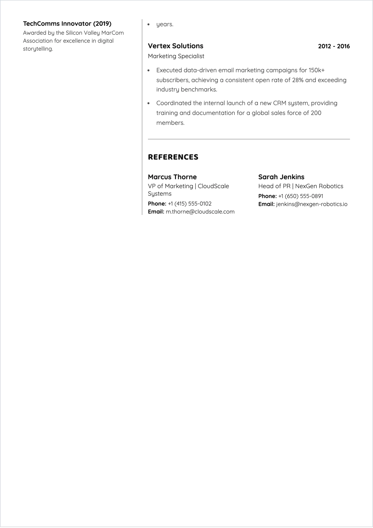 Free ATS CV Contemporary Header Template, AI CV Builder