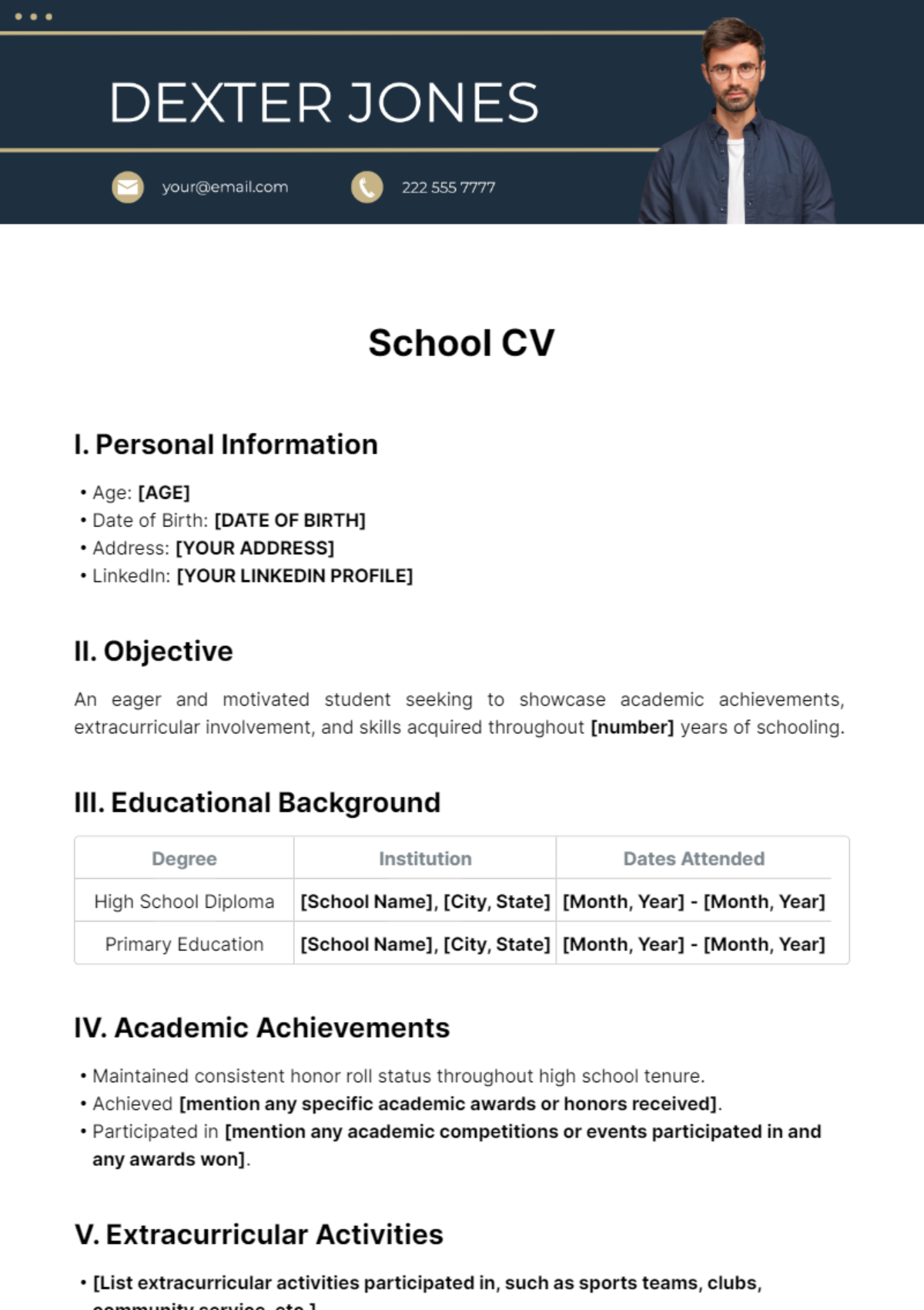School CV Template