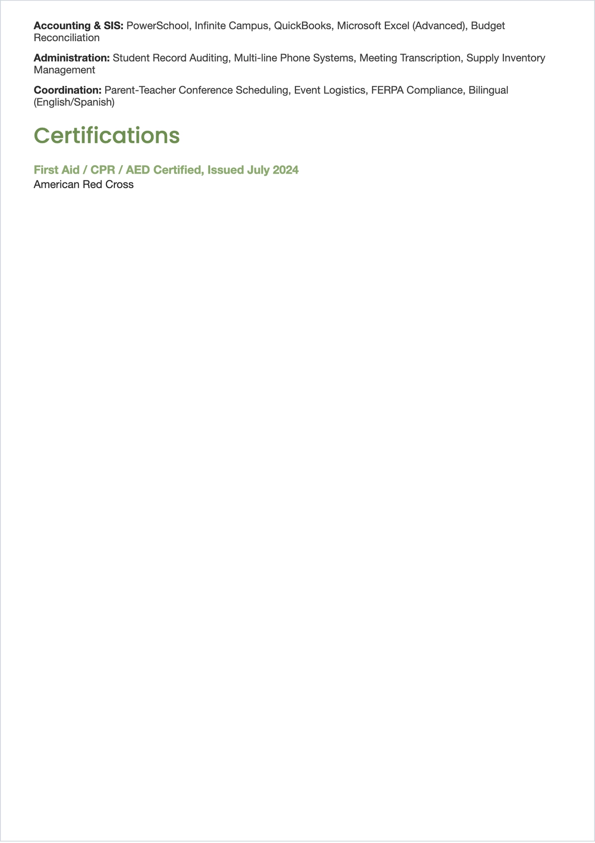 Free School Clerk ATS CV Template, AI CV Builder