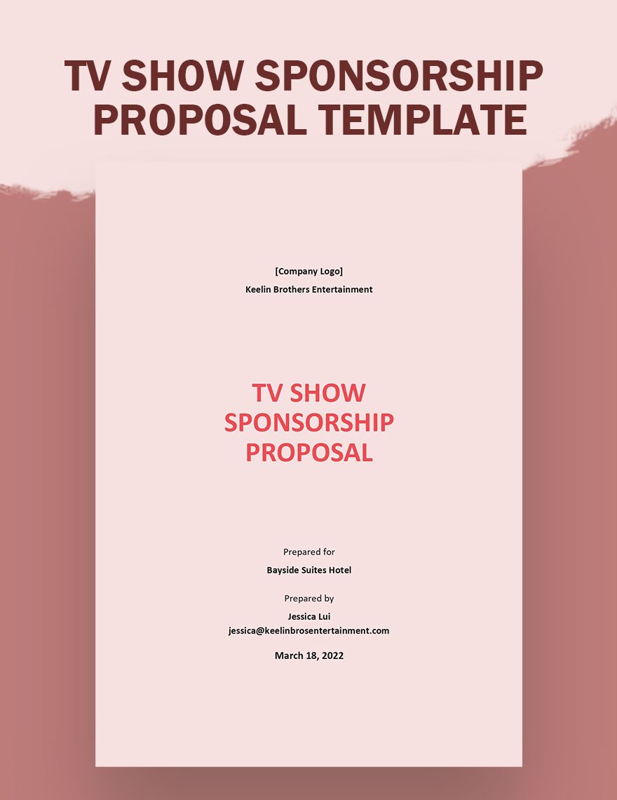 Tv Show Sponsorship Proposal Template
