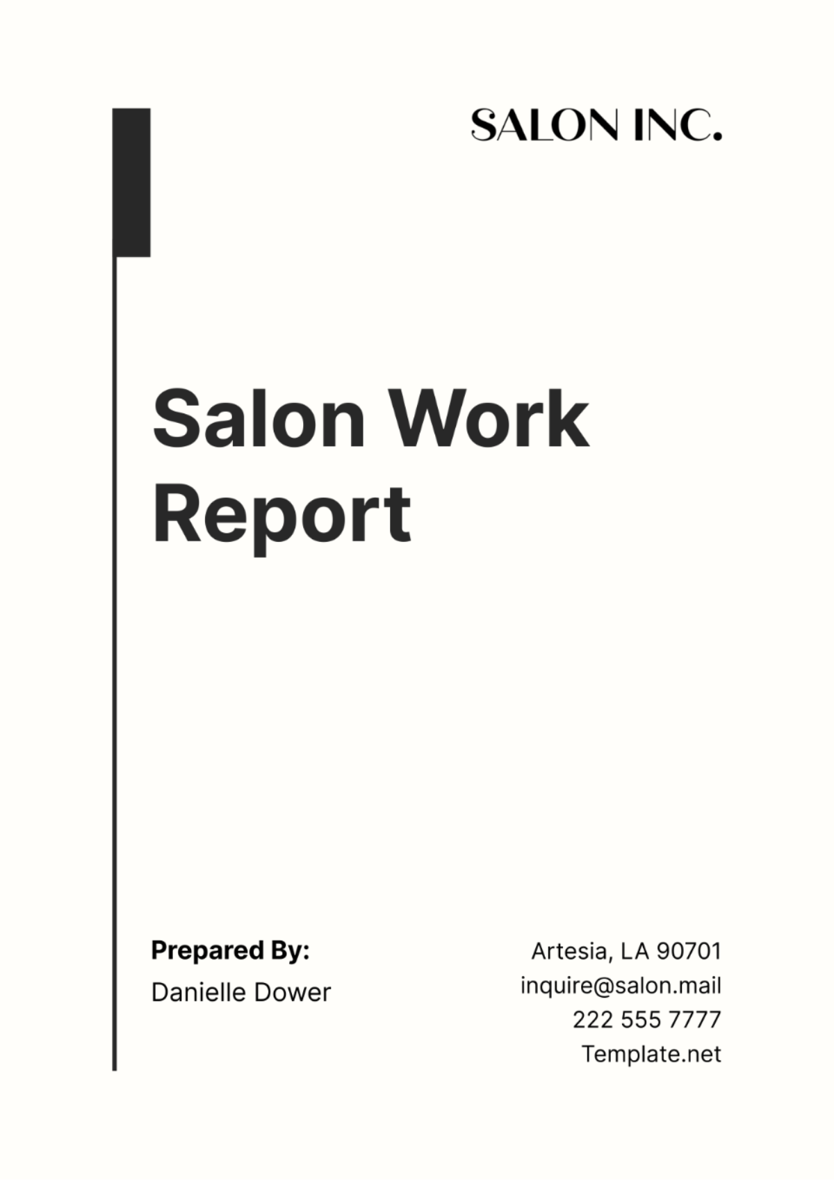 Salon Work Report Template