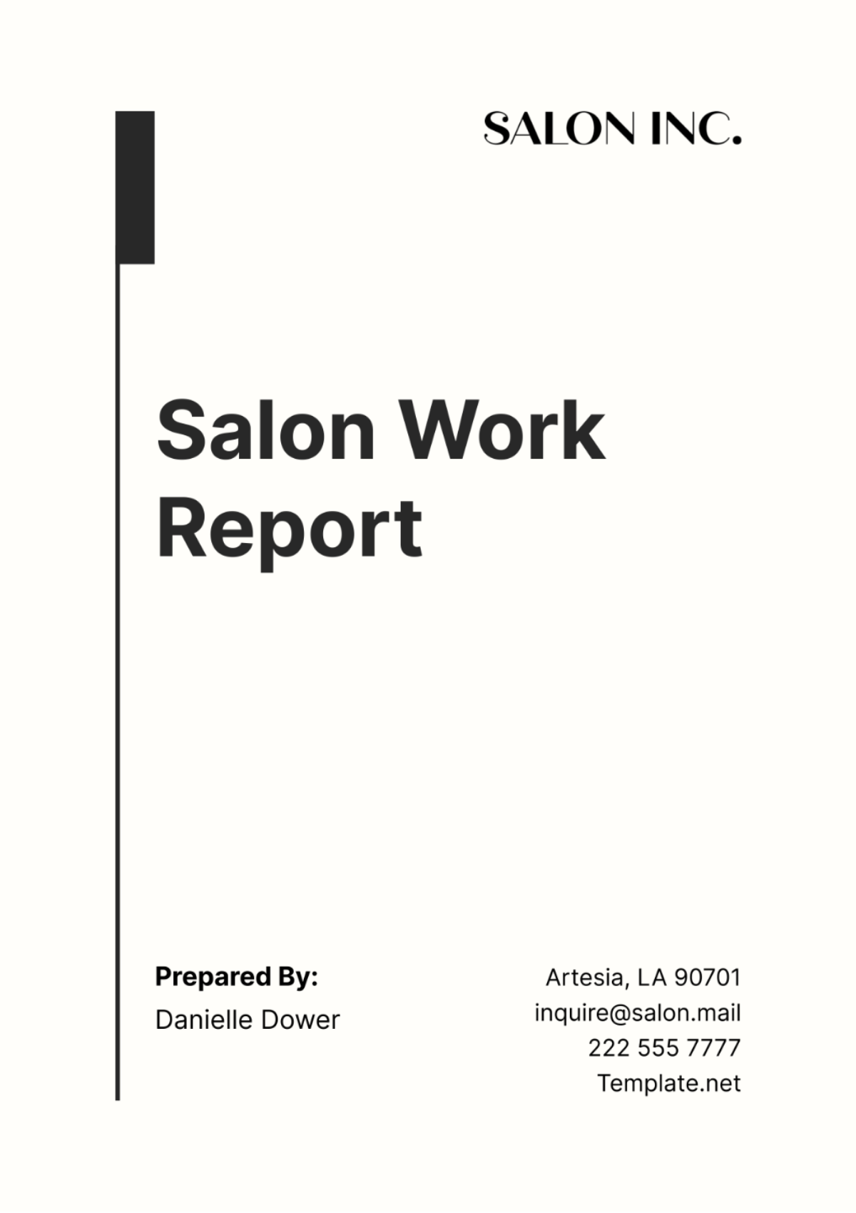 Salon Work Report Template - Edit Online & Download