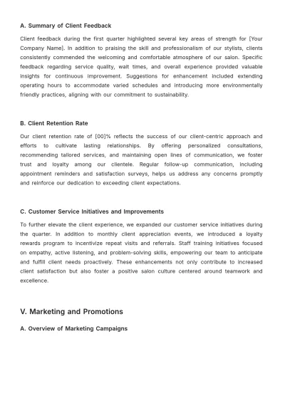 Free Salon Work Report Template to Edit Online
