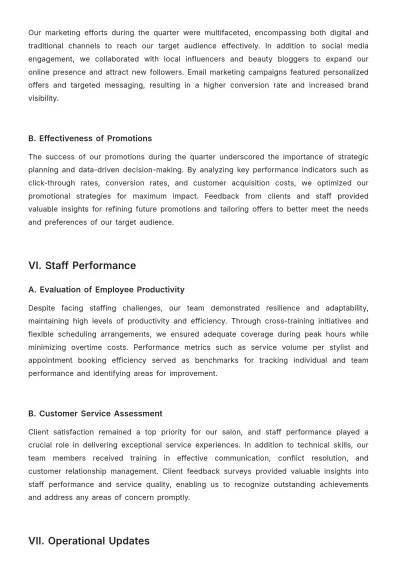 Free Salon Work Report Template to Edit Online