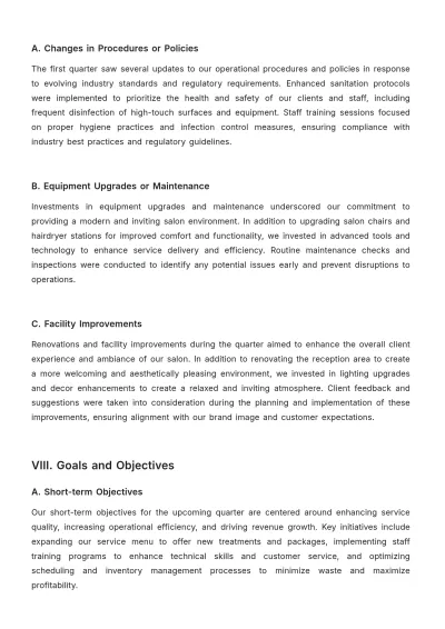Free Salon Work Report Template to Edit Online
