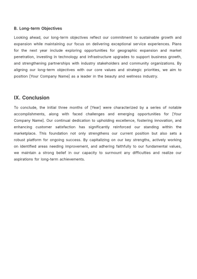 Free Salon Work Report Template to Edit Online