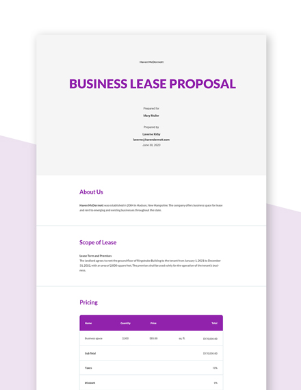 Business Lease Proposal Template