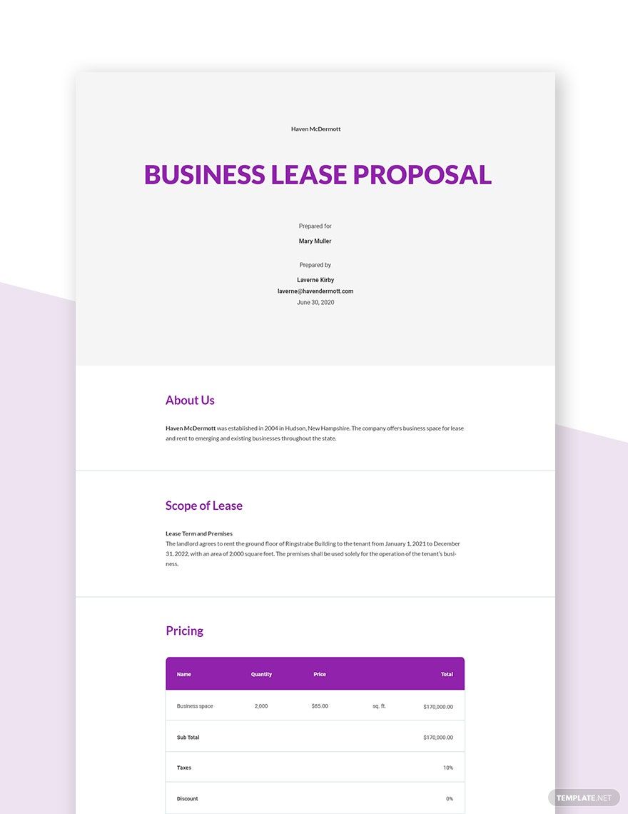 Business Lease Proposal Template