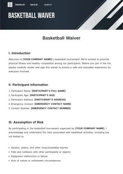 Free Basketball Waiver Template to Edit Online