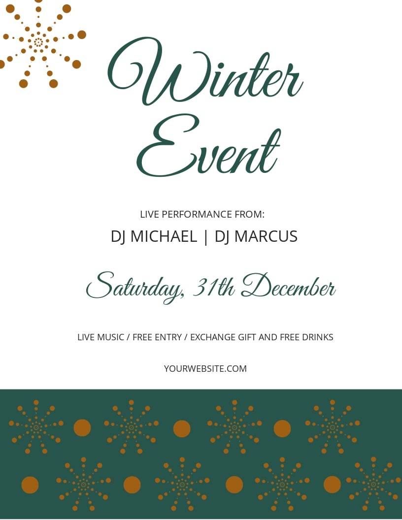 Winter Events Flyer Template Illustrator, Word, Apple Pages, PSD