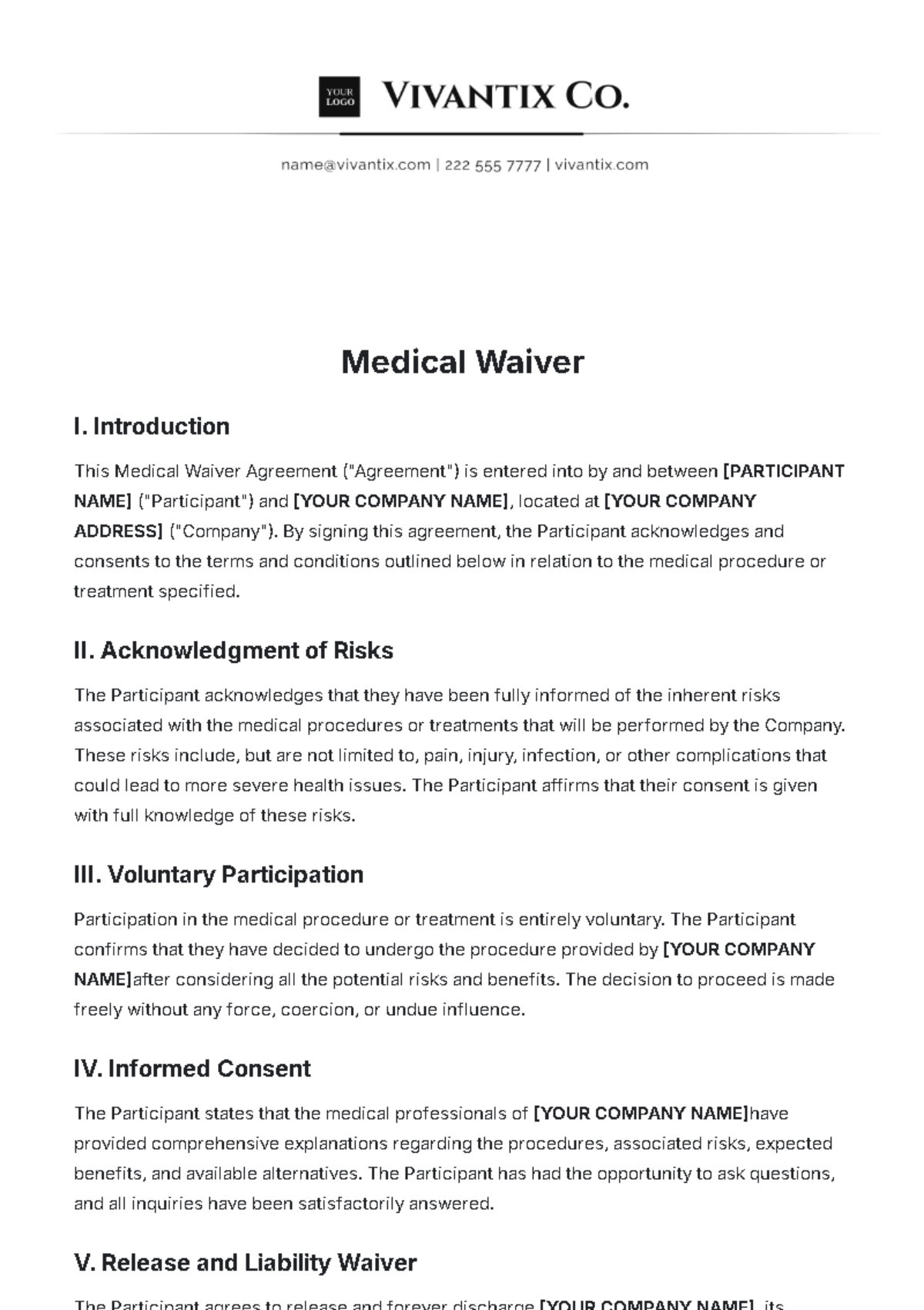 Medical Waiver Template - Edit Online & Download