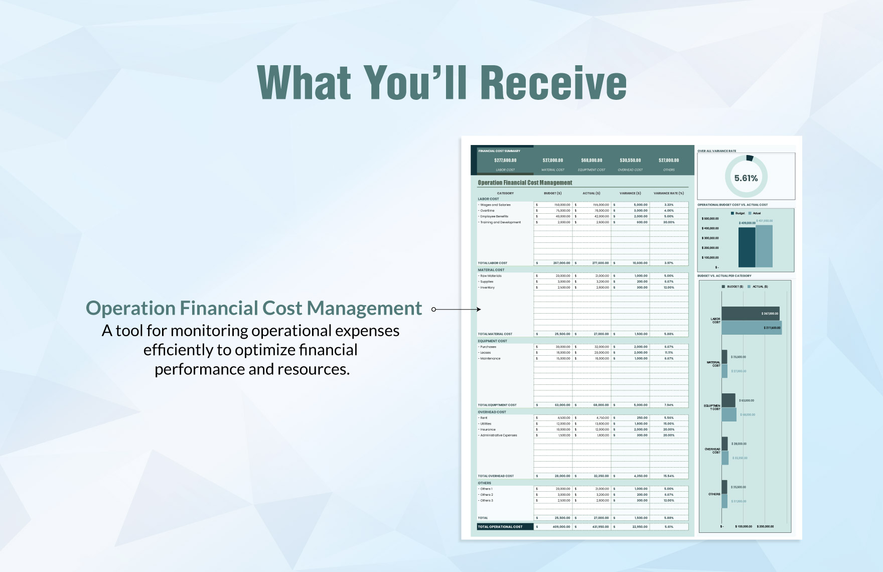 Operational Financial Cost Management Template