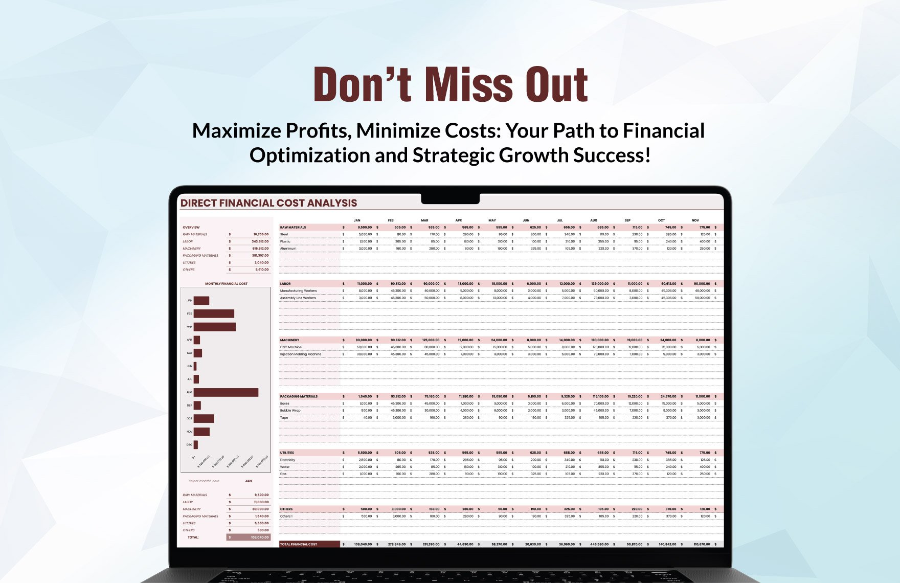 Direct Financial Cost Analysis Template