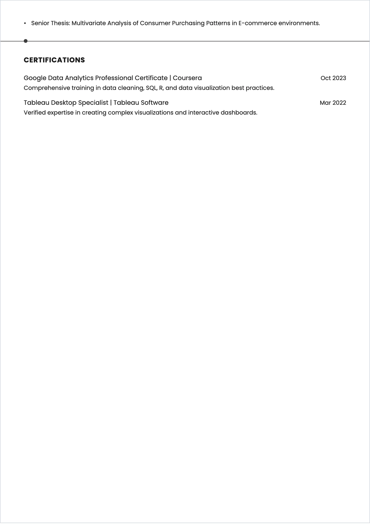 Free Data Analyst ATS CV Template, AI CV Builder