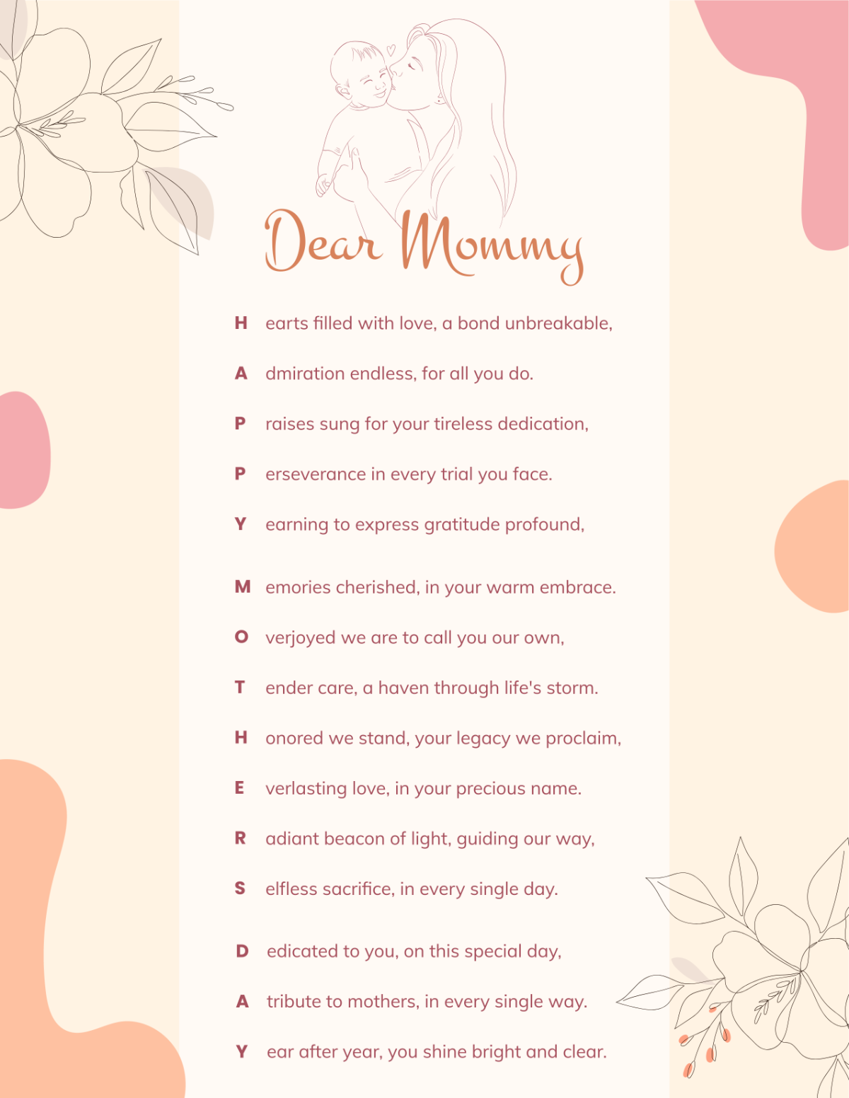 Mother's Day Acrostic Poem