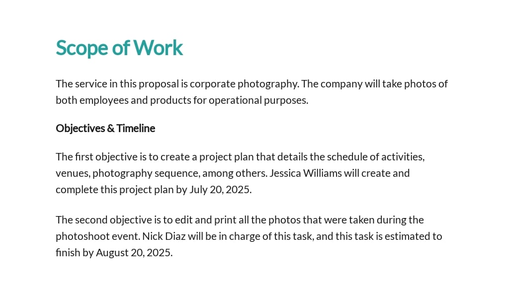 Corporate Photography Proposal Template [Free PDF] - Word (DOC) | Apple