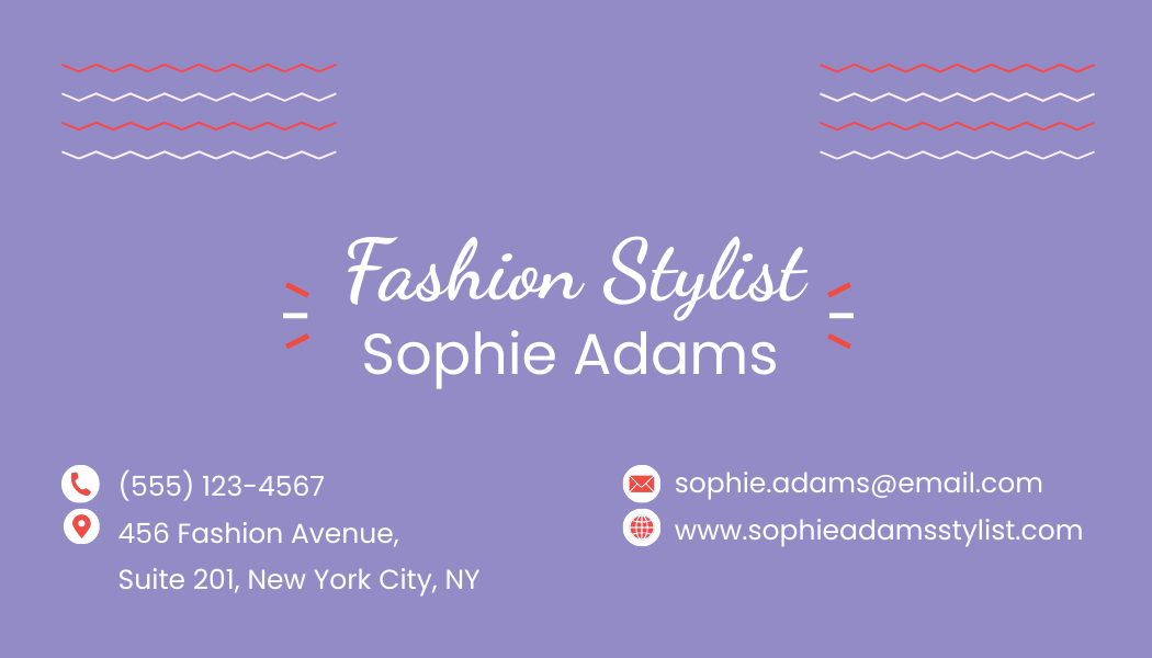 Free Fashion Stylist Business Card Template