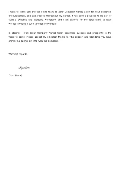 Free Salon Retirement Cover Letter Template to Edit Online
