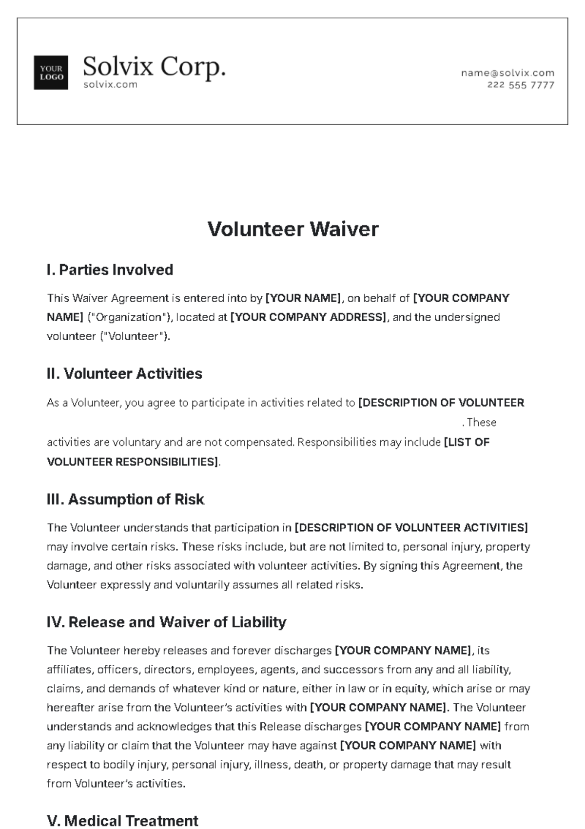 Volunteer Waiver Template - Edit Online & Download