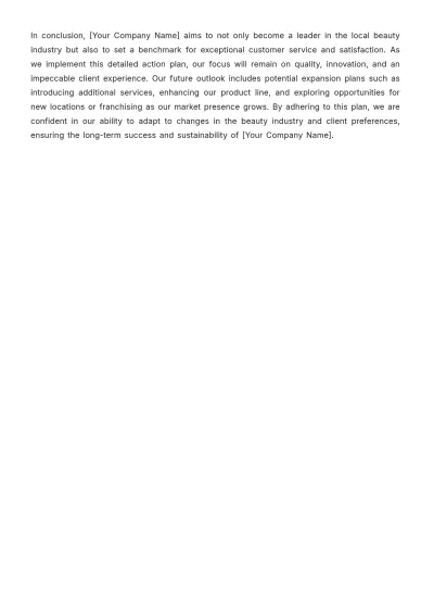 Free Salon Action Plan Template to Edit Online
