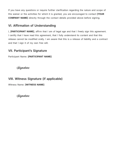 Free Fitness Waiver Template to Edit Online