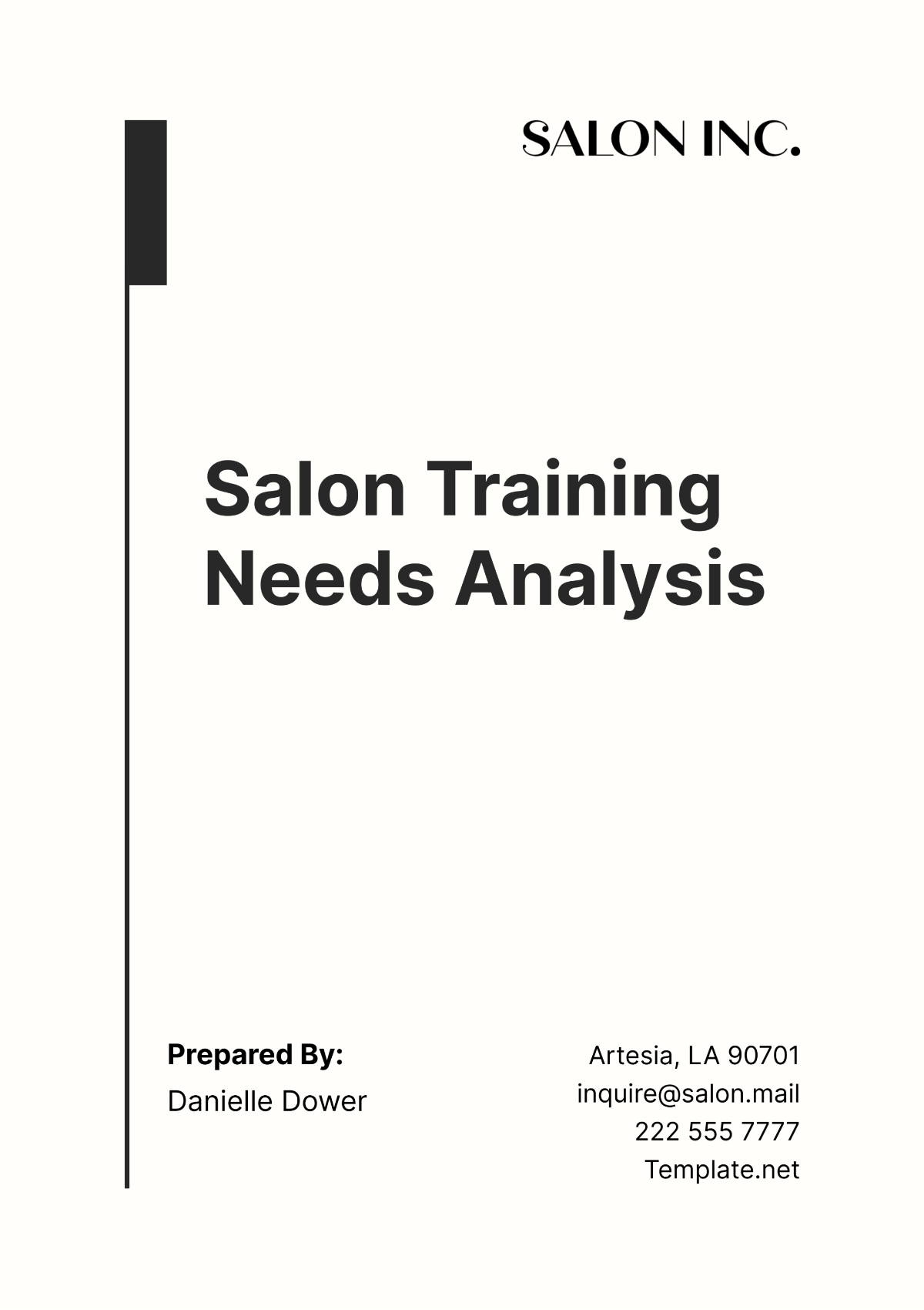 Salon Training Needs Analysis Template - Edit Online & Download