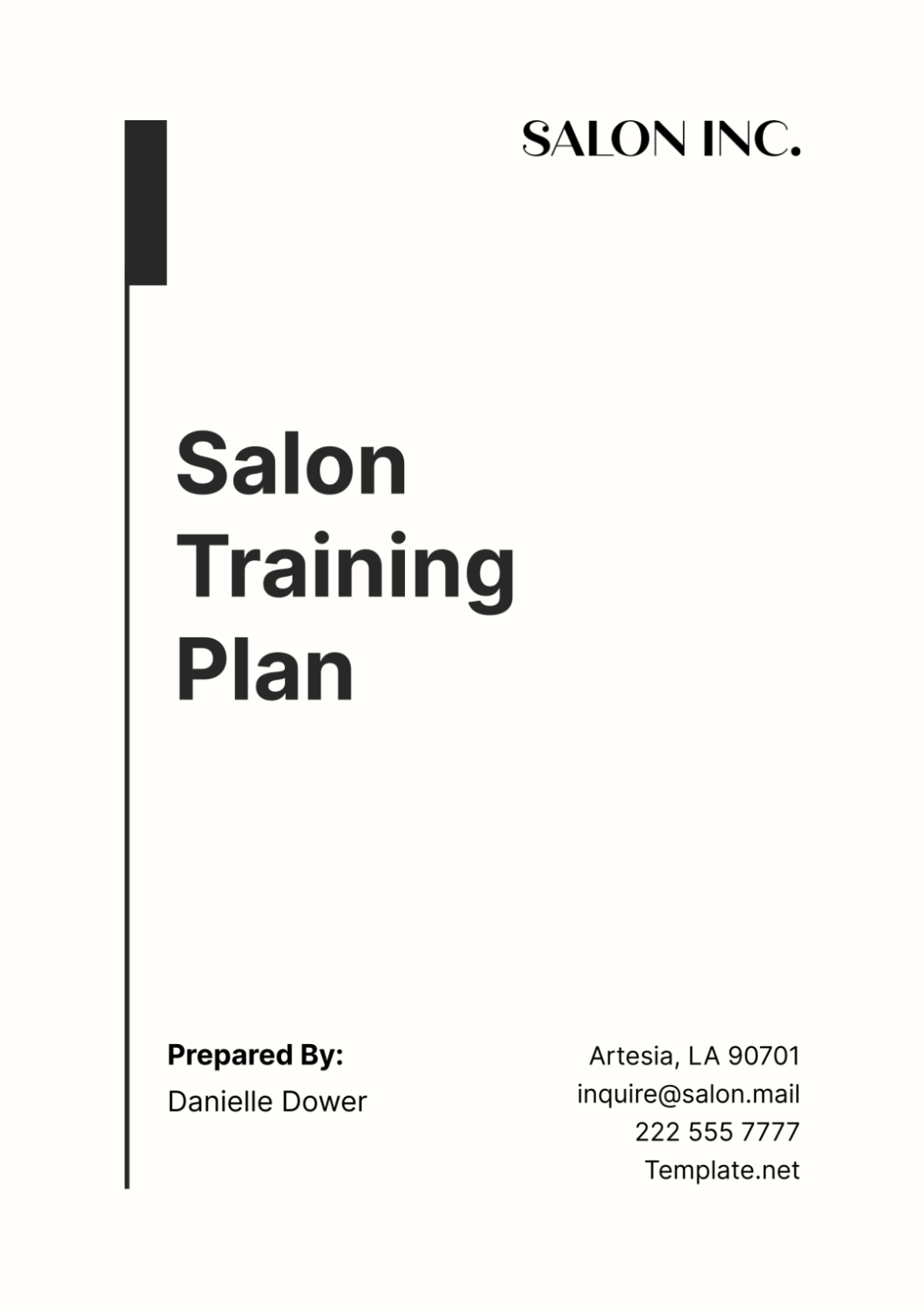 Salon Training Plan Template