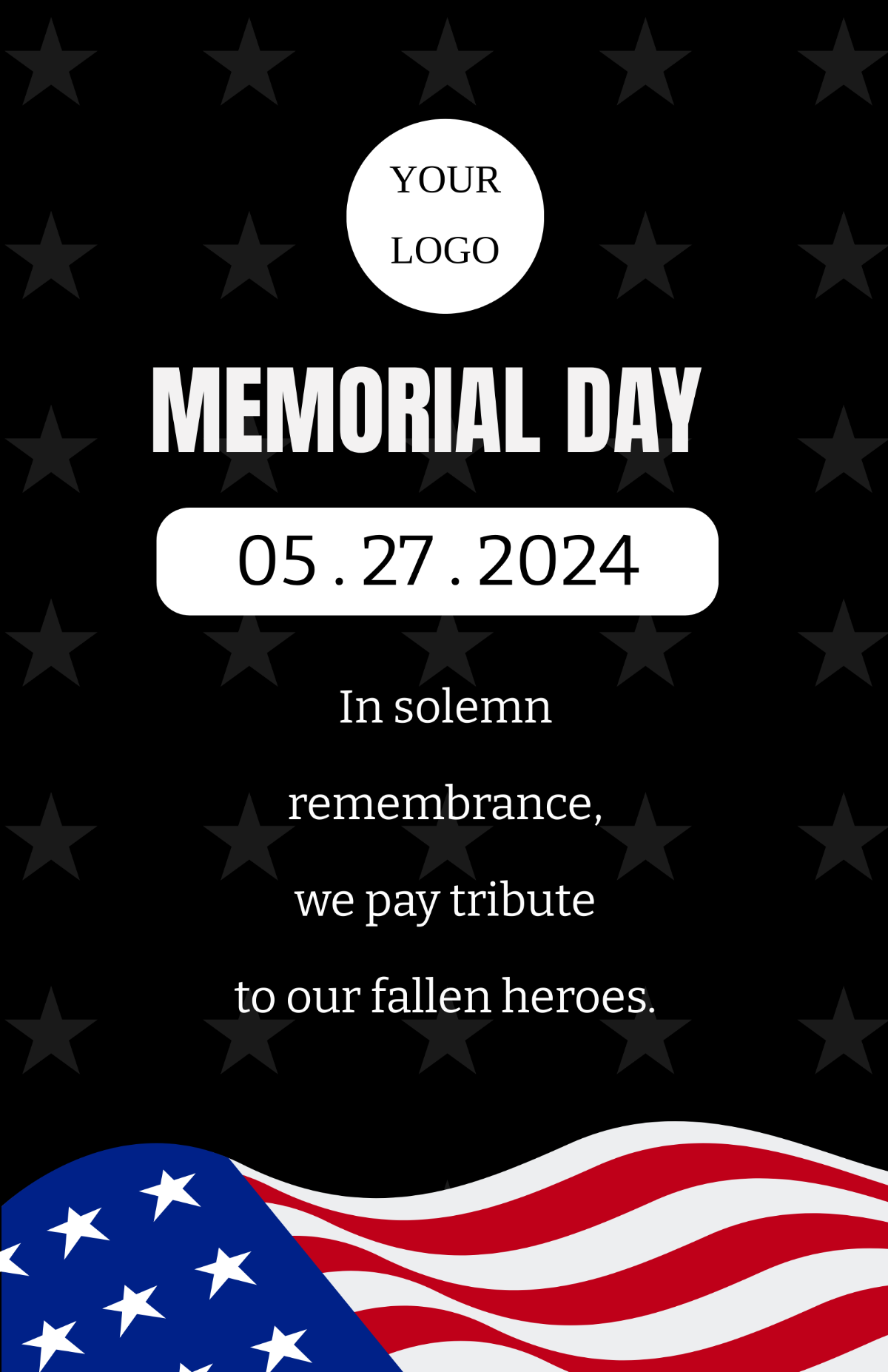 Free Black Memorial Day Poster Template