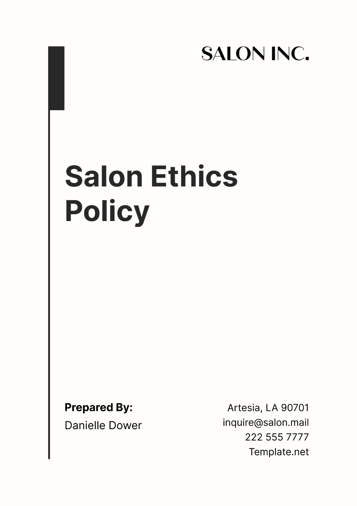 Salon Ethics Policy Template