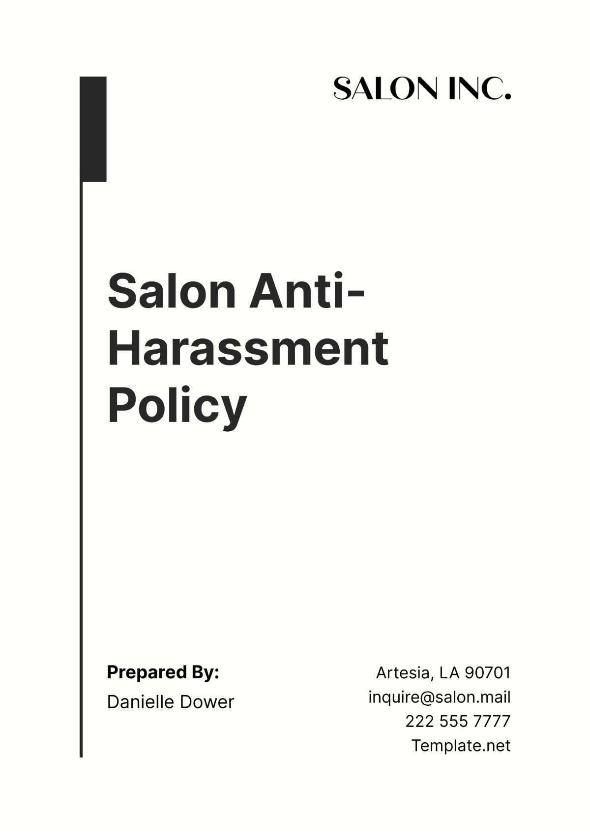 Salon Anti-Harassment Policy Template - Edit Online & Download