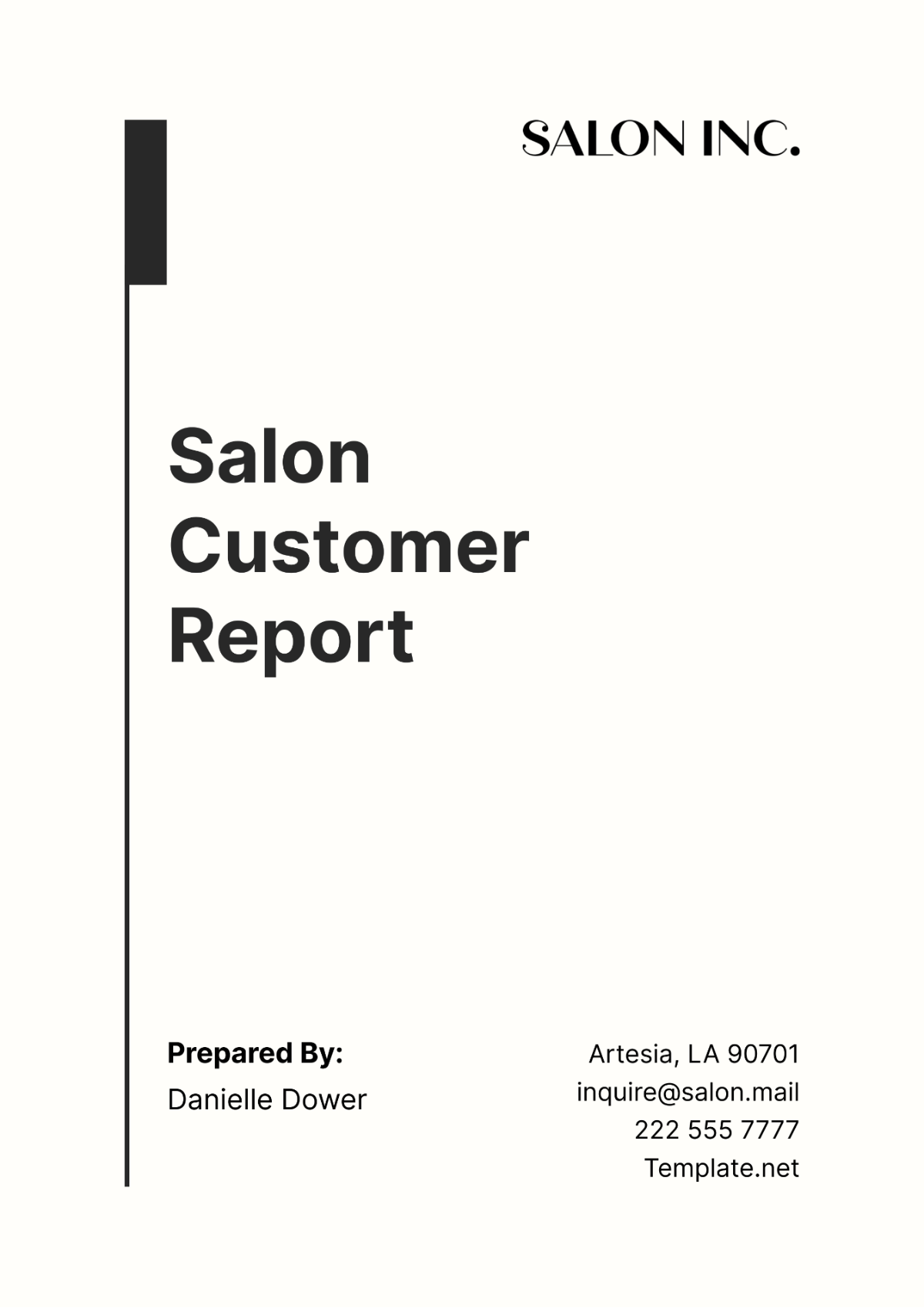 Salon Customer Report Template