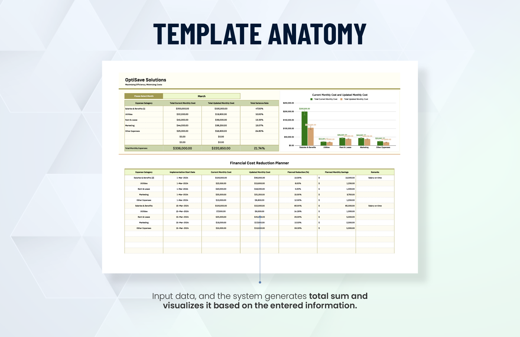 Financial Cost Reduction Planner Template