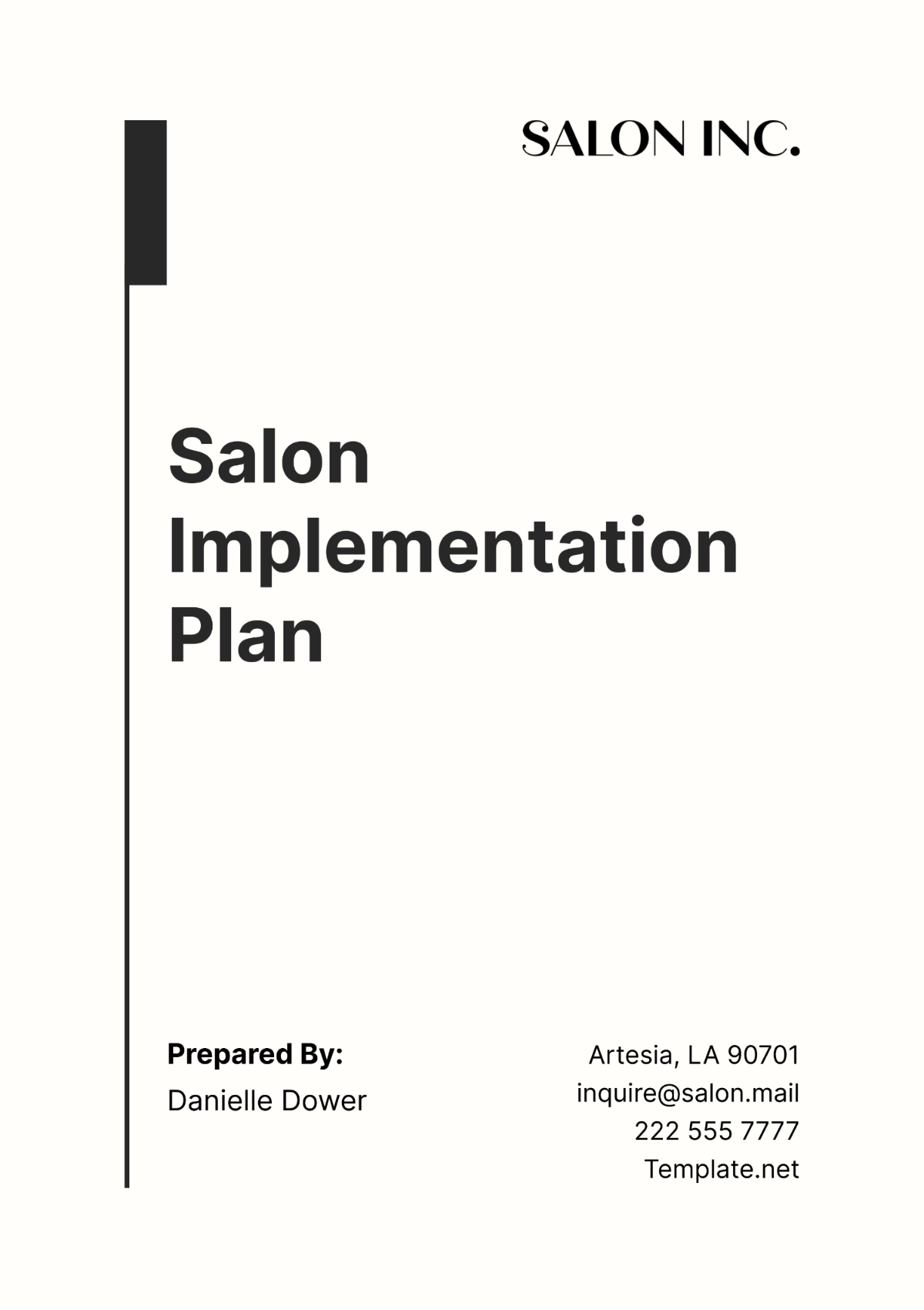 Free Salon Implementation Plan Template