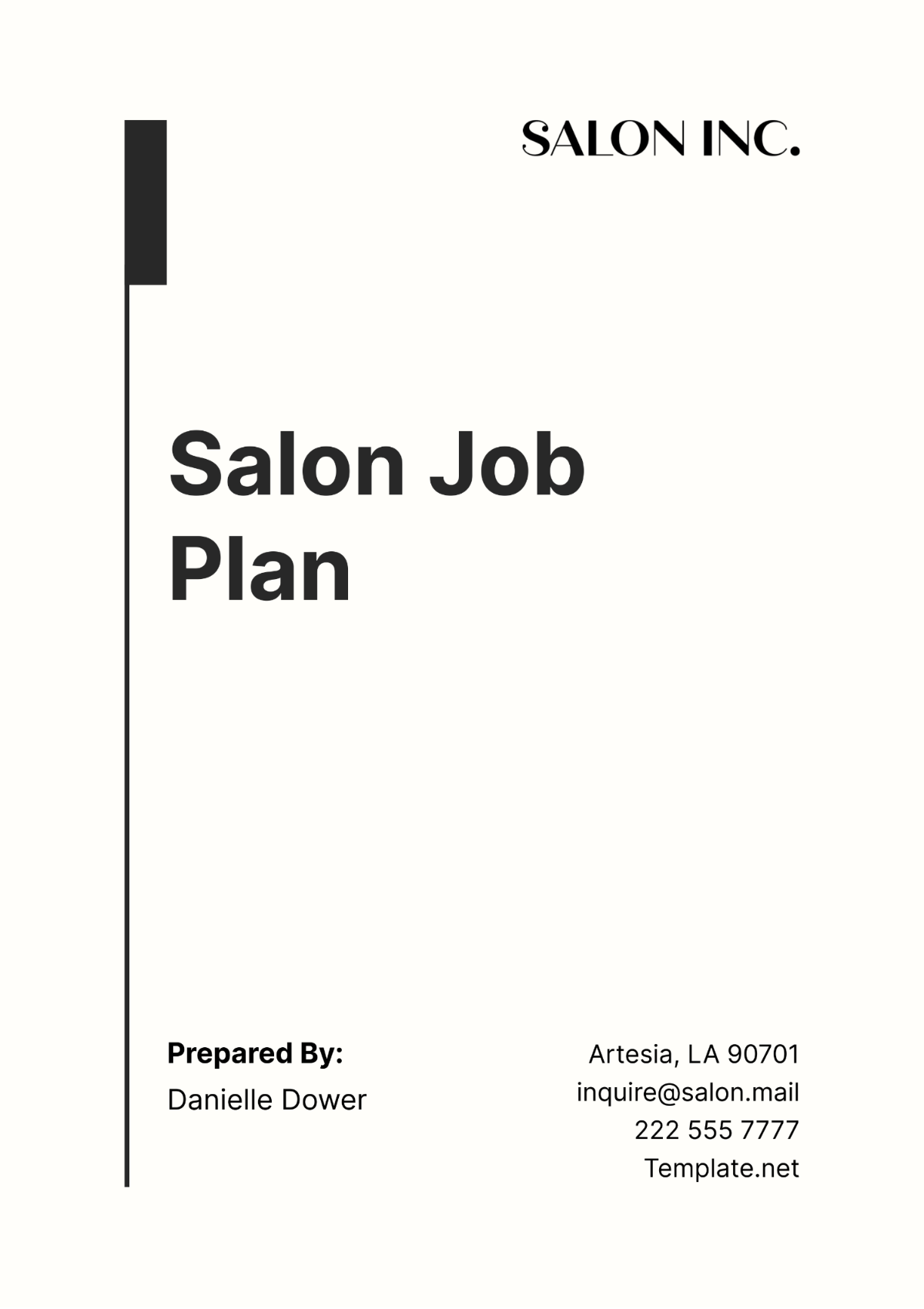 Free Salon Job Plan Template