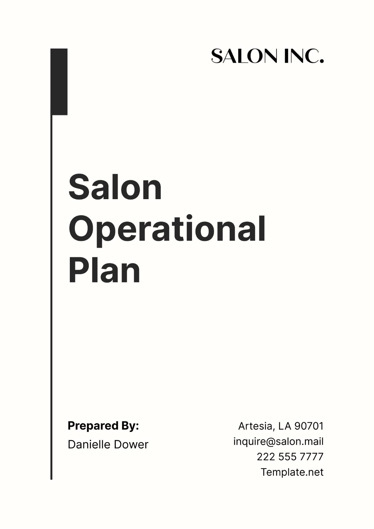 Free Salon Operational Plan Template