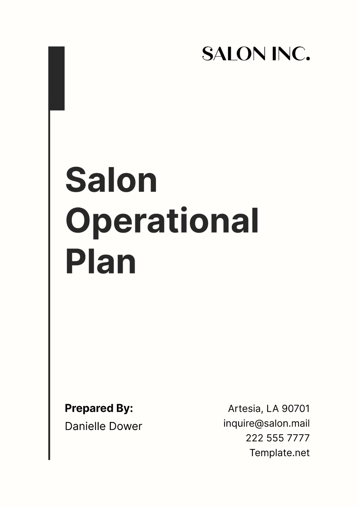 Salon Operational Plan Template - Edit Online & Download