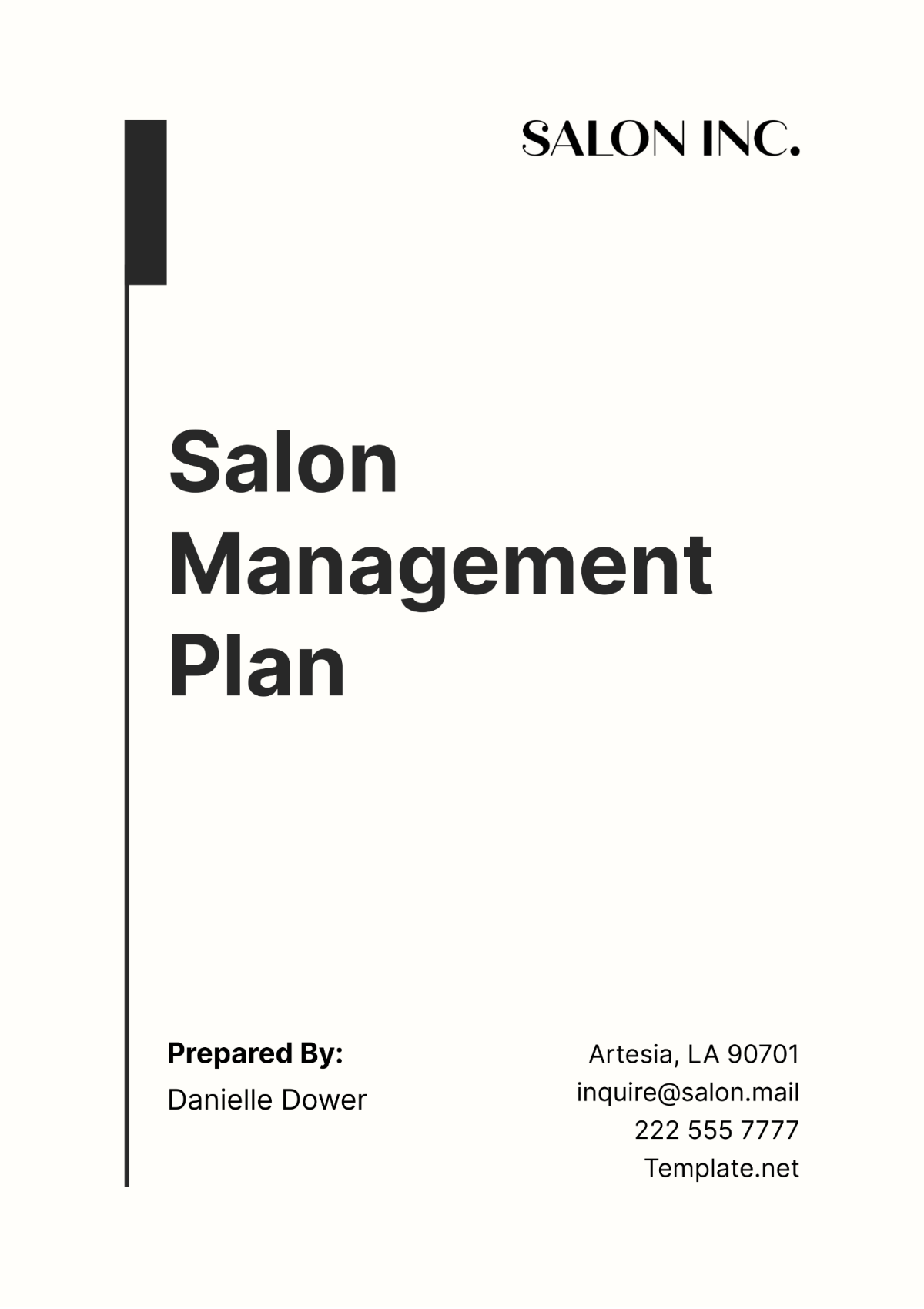 Free Salon Management Plan Template