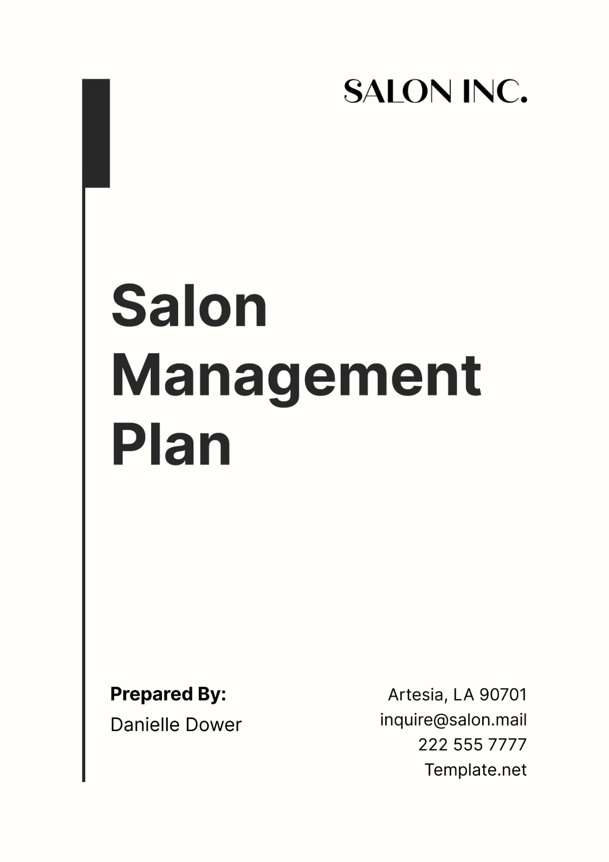 Salon Management Plan Template - Edit Online & Download