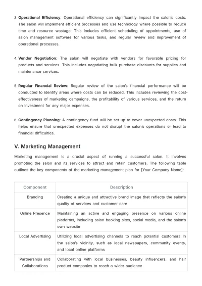 Free Salon Management Plan Template to Edit Online