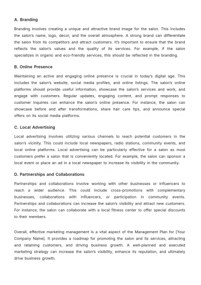 Free Salon Management Plan Template to Edit Online