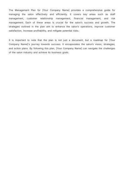 Free Salon Management Plan Template to Edit Online