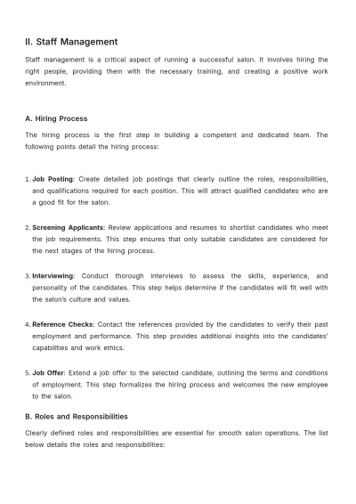 Free Salon Management Plan Template to Edit Online