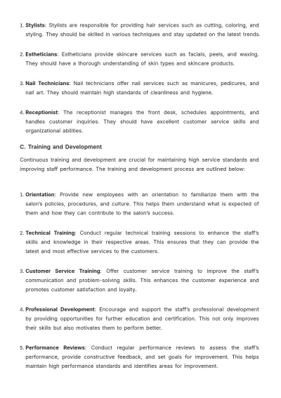Free Salon Management Plan Template to Edit Online