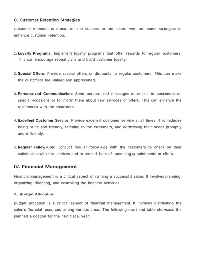 Free Salon Management Plan Template to Edit Online